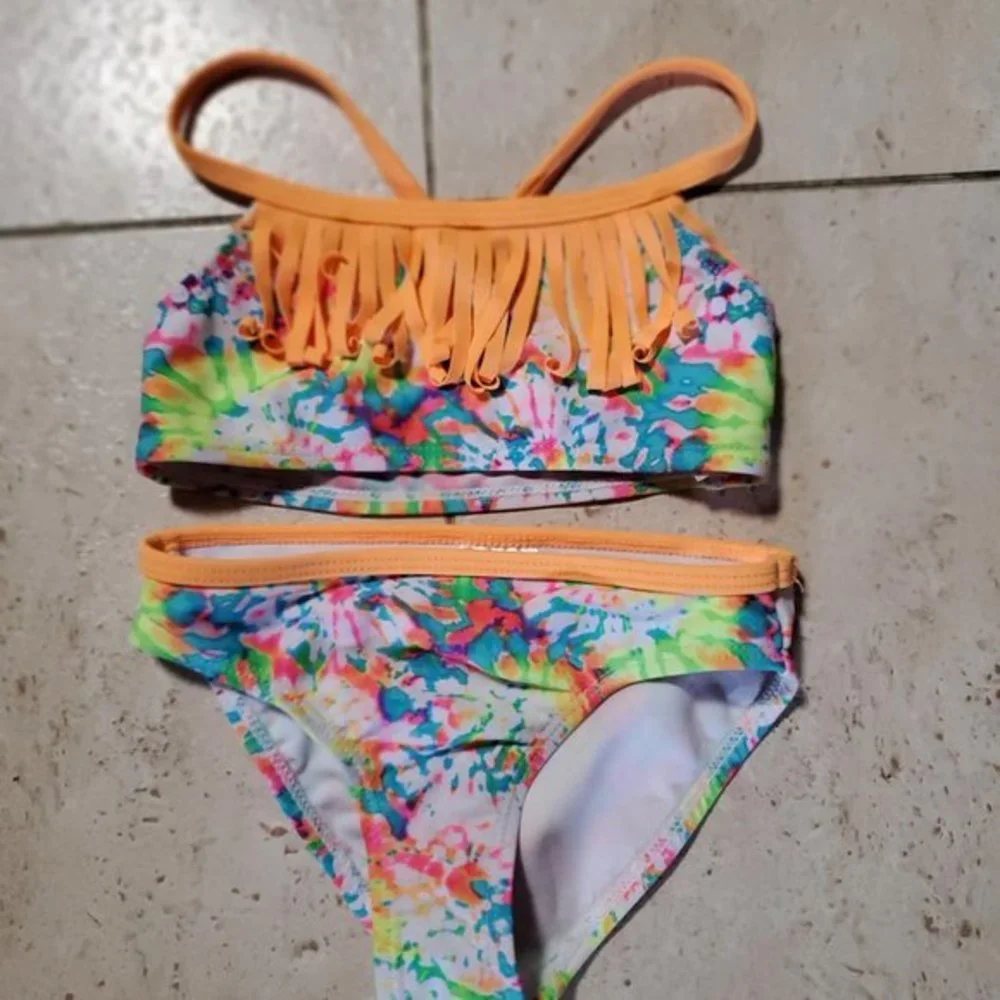 Multicolor Tankini Swimsuit Size 4 Fringe Beach Swim